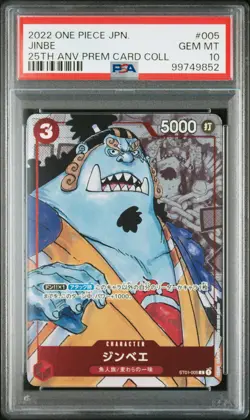 2022 ONE PIECE JPN 25TH ANNIVERSARY PREMIUM CARD COLL #005 JINBE PSA 10 - Image 1