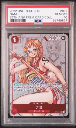 2022 ONE PIECE JPN 25TH ANNIVERSARY PREMIUM CARD COLLECTION #016 NAMI PSA 10 - Image 1