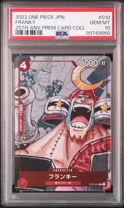 2022 ONE PIECE JPN 25TH ANNIVERSARY PREMIUM CARD COLLECTION #010 FRANKY PSA 10 - Image 1