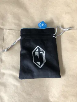 Final Fantasy Mtg Promo Dice w/ FF Felt Bag- D10 -Pre-Release Blue Crystal - Image 1