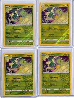 (4) Lot 2017 Pokemon Sun & Moon Carnivine Reverse Holo Shining Legends #6/73 - Image 1