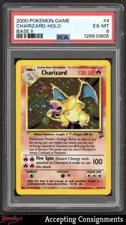 2000 Pokemon Base 2 Unlimited #4 Charizard HOLO R PSA 6 EX-MT - Image 1