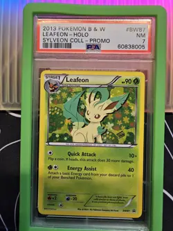2013 POKEMON BLACK STAR PROMO LEAFEON #BW87 HOLO FOIL PSA 7 NM #105241525 - Image 1