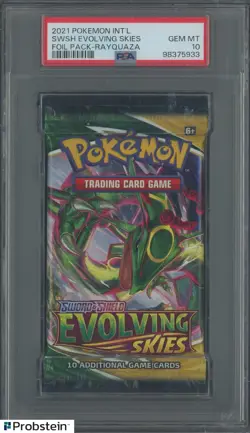 2021 Pokemon Intl SWSH Evolving Skies Booster Foil Pack Rayquaza Art PSA 10 - Image 1