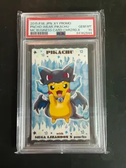 PSA 10 Pokemon 2015 Poncho-Wear Pikachu Business Card Charizard X Promo Japanese - Image 1
