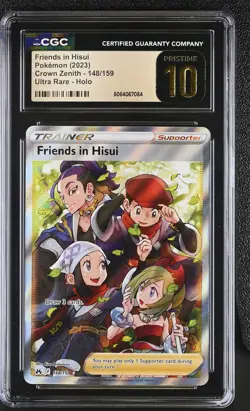 CGC Pristine 10 Friends in Hisui 148/159 Ultra Rare Crown Zenith Pokemon Card - Image 1