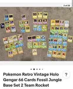 Pokemon Retro Vintage Holo Gengar 66 Cards Fossil Jungle Base Set 2 Team Rocket - Image 2
