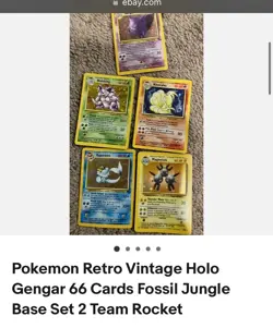 Pokemon Retro Vintage Holo Gengar 66 Cards Fossil Jungle Base Set 2 Team Rocket - Image 3