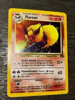 Pokemon TCG 1995 Flareon Jungle 3/64 Unlimited Holo Rare" card - Image 1