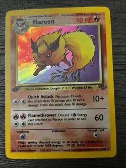 Pokemon TCG 1995 Flareon Jungle 3/64 Unlimited Holo Rare" card - Image 2