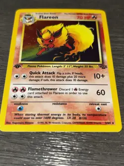 Pokemon TCG 1995 Flareon Jungle 3/64 Unlimited Holo Rare" card - Image 4