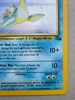 Lapras Holo Rare 10/62 1999 Fossil, Pokemon TCG Raw Card - Image 4