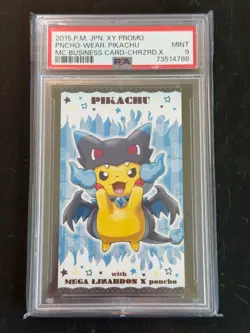 PSA 9 Poncho-Wearing Pikachu Business Card M Charizard X Mega Charizard Pokemon - Image 1