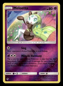 Meloetta 104/214 Reverse Holo S&M Lost Thunder Pokemon Card - Image 1
