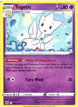 2022 POKEMON TCG BASIC COMMON CARD ASTRAL RADIANCE TOGETIC 056/189 - Image 1