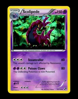 2011 Pokemon SCOLIPEDE Black & White Base Set CRACKED ICE HOLO Rare Card 54/114 - Image 4