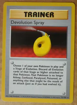Devolution Spray 72/102 Rare Non-Holo Base Set Pokemon Trainer Card LP - Image 1