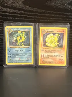 1999 Pokemon Set Shadowless Ninetales Holo 12/102 & Gyarados 6/102 HP - Image 1