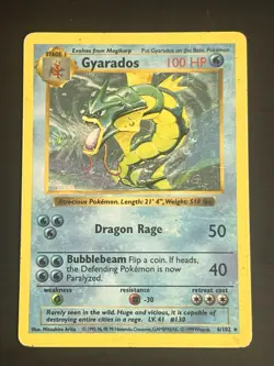 1999 Pokemon Set Shadowless Ninetales Holo 12/102 & Gyarados 6/102 HP - Image 4