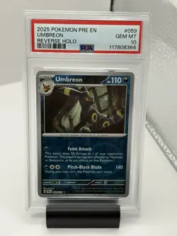 2025 Pokemon Umbreon Reverse Holo Prismatic Evolutions 059/131 PSA 10 GEM MINT - Image 1