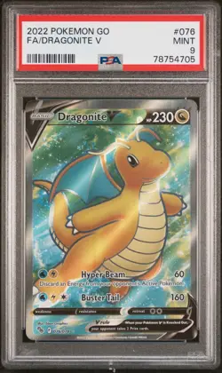 2022 POKEMON GO #076 FULL ART/DRAGONITE V PSA 9 - Image 1
