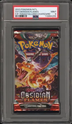 2023 Pokemon S&V Obsidian Flames Booster Pack Charizard Art PSA 9 Mint - Image 1