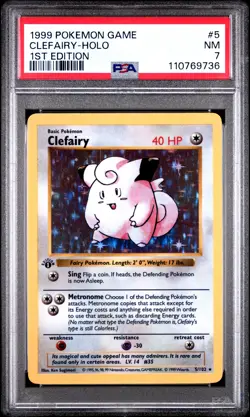 1999 POKEMON BASE SET 1ST EDITION #5 CLEFAIRY-HOLO PSA 7 - Image 1
