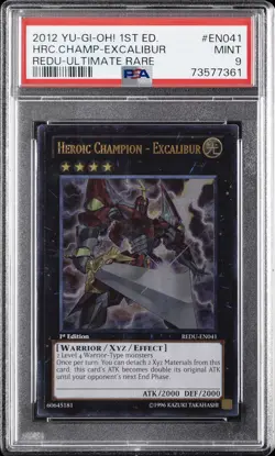 2012 YU-GI-OH! REDU-RETURN OF THE DUELIST #EN041 HEROIC CHAMPION-EXCALIBUR PSA 9 - Image 1