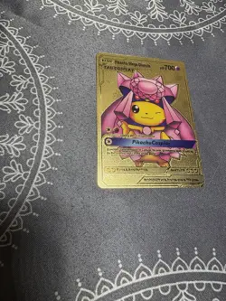 Basic Pikachu Mega Diancie HP700 Gold Foil Fan Art Pokemon Card - Image 1