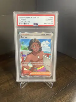 Pokemon TCG Surging Sparks Surfer Full Art Trainer 235/191 Card PSA 10 - Image 1