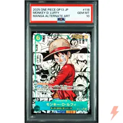 PSA 10 Monkey D. Luffy (Manga Alt Art) OP13-118 SEC ONE PIECE Card Japanese 2025 - Image 1
