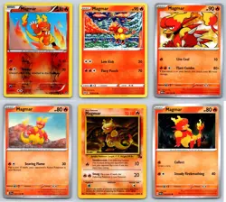 (6) Magmar Pokemon Card Lot Reverse Holo XY Furious Fists Fossil Set - Image 1