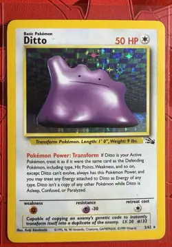Pokemon TCG Ditto Fossil 3/62 Holo Unlimited Rare Card LP - Image 1