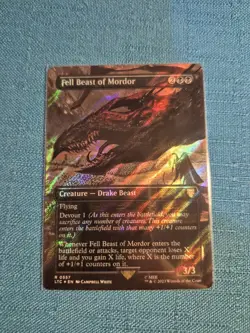 MTG LOTR Fell Beast of Mordor EXTENDED ART 💥SURGE FOIL💥 #557 Lord Rings Magic - Image 1