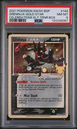 PSA 8 NM/MT 2021 POKEMON SWSH BLACK STAR PROMO 144 GRENINJA-GOLD STAR ENGLISH - Image 1