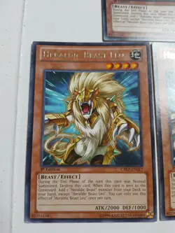 x3 YuGiOh Heraldic Beast Leo CBLZ-EN017 Rare 1st Editions - Image 3
