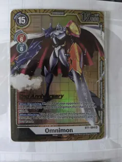Digimon Card Game Omnimon BT1-064 Alternate Art 2nd Anniversary Gold Foil Promo - Image 1