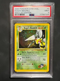 PSA 9 Koga's Beedrill Holo Pokemon Card 1st Edition Gym Challenge 9/132 - Image 1