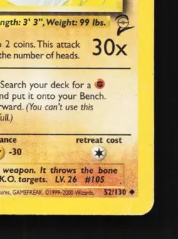 Marowak 52/130 HP Base Set 2 English Pokemon Card TCG - Image 3
