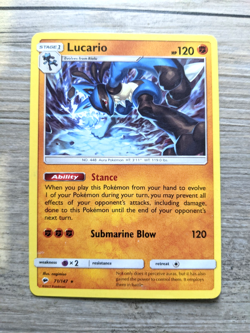 2017 Burning Shadows Set Pokemon Card 071 Lucario Common LP - Image 1