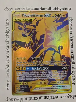 Pokemon Pikachu & Zekrom GX SM248 Black Star Promo STANDARD SIZE LP - Image 1