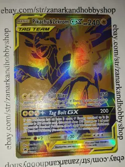 Pokemon Pikachu & Zekrom GX SM248 Black Star Promo STANDARD SIZE LP - Image 2