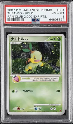 2007 POKEMON JPN PROMO FAN CLUB 2,000 EXP PTS. #001 TURTWIG-HOLO PSA 8 - Image 1