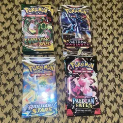 16 Pokemon Booster Pack Lot Evolving Skies Paldean Fates - Image 1