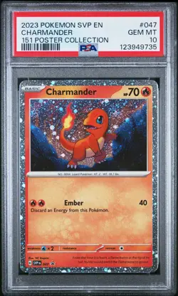 123949735 Charmander 2023 Pokemon Scarlet Violet 151 Poster Promo #47 PSA 10 - Image 1