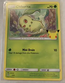 McDonalds 25th Anniversary Pokemon Non Holo Chikorita 2/25 N/M - Image 1