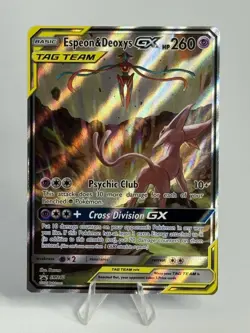 Pokemon TCG Espeon & Deoxys GX SM240 Black Star Promo Holo Card - Image 3