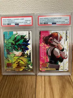 PSA 10 Izuku Midoriya / PSA 9 Ochaco My Hero Academia JUMP 55TH ANNIVERSARY Card - Image 1