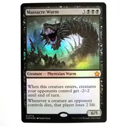 x1 Foil Massacre Wurm MTG FDN M/NM Mythic Black Creature Phyrexian Foundations - Image 1
