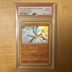2019 POKEMON SUN & MOON HIDDEN FATES #SV22 LUCARIO-HOLO PSA 10 - Image 3